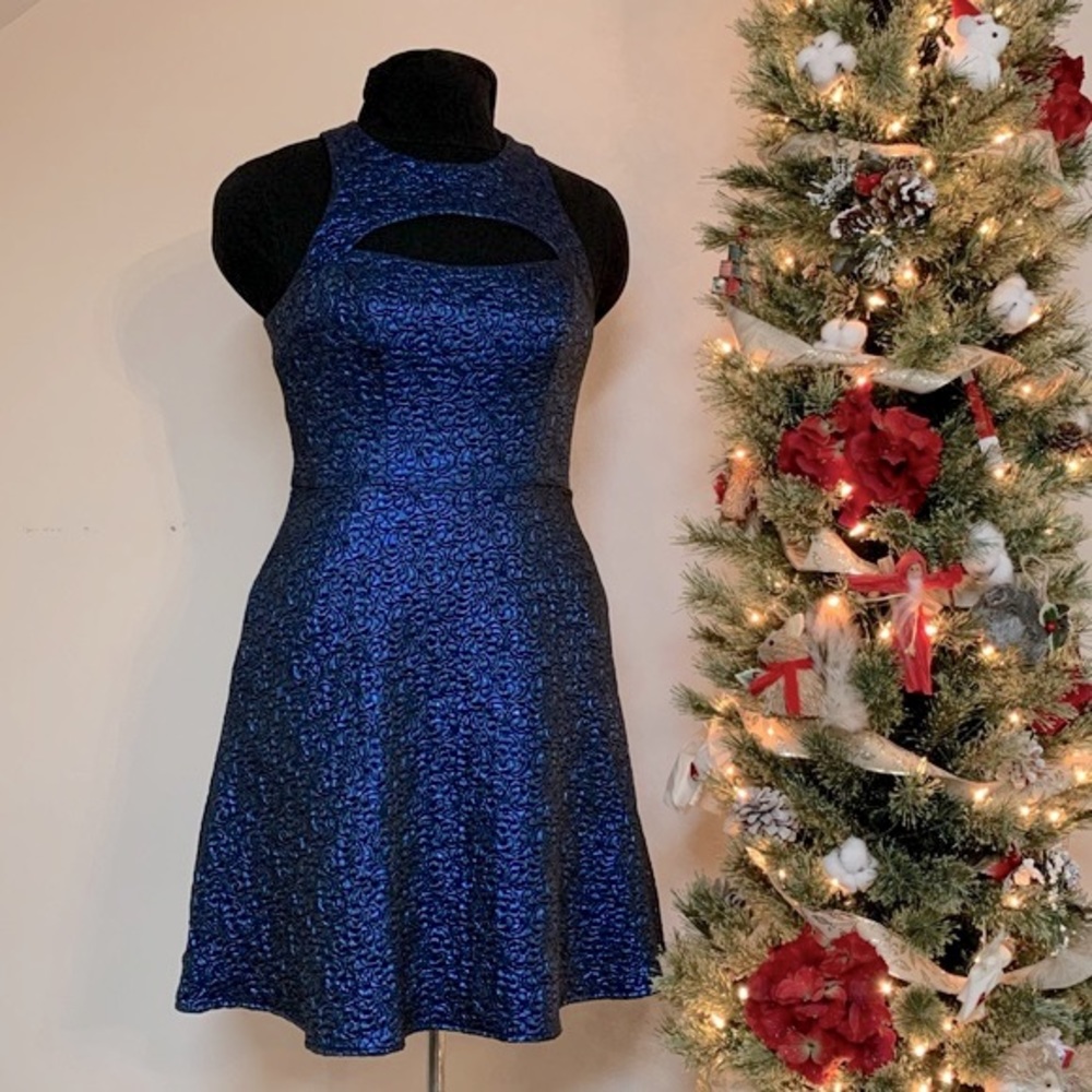 Fabulous Blue & Black ABS Allen Schwartz Cocktail Dress with Cutouts